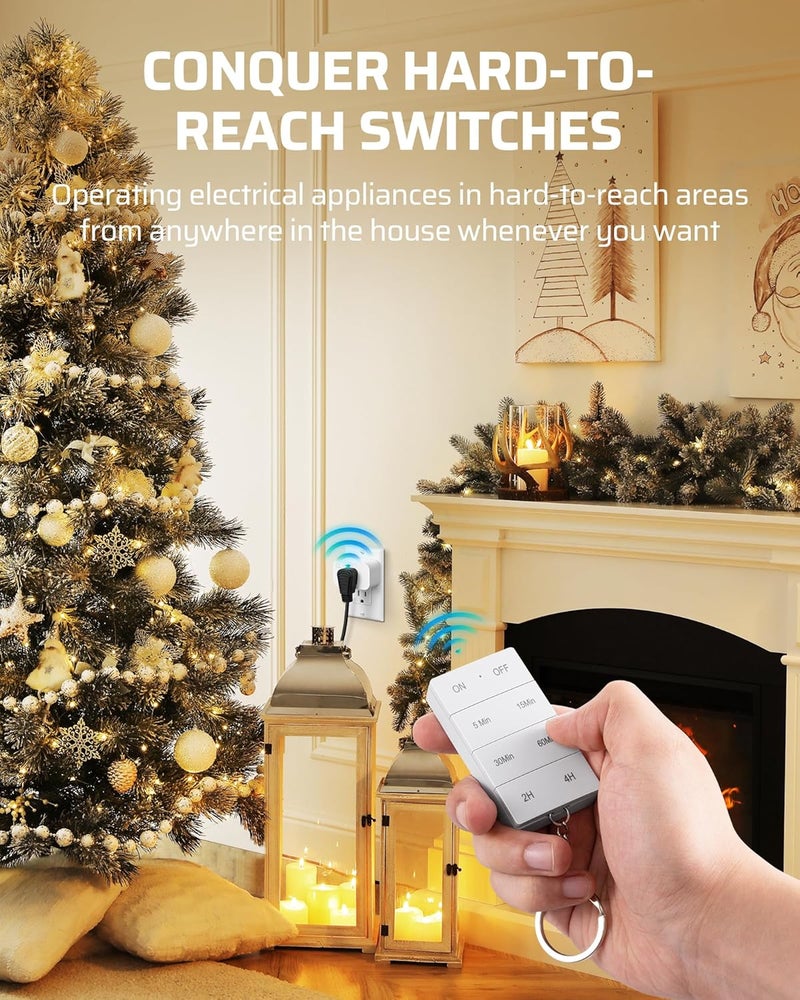 DEWENWILS DEWNEWILS Remote Control Outlet with Timer, Indoor Remote Timer Outlet, 100FT Wireless Control Range, 15A/1875W, Remote Outlet Switch Countdown Time for Christmas Decor - Image 4